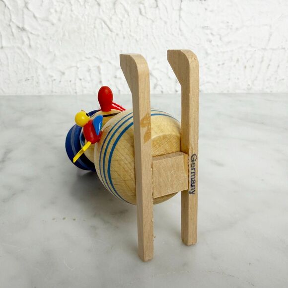 Vintage Steinbach Wooden Christmas Ornament Snowman on Skis Bird-Broom-Clover - Picture 6 of 7